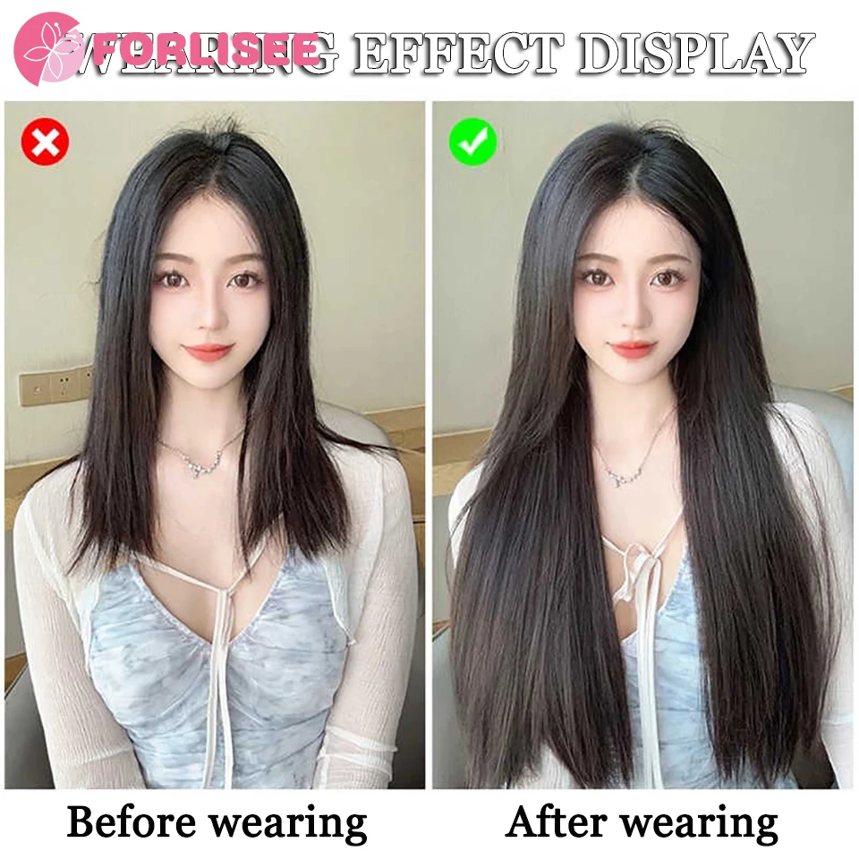 Synthetic 4 Clip In Hair Extensions Long Straight Hairstyle Hairpiece Black Brown Blonde 80CM Natural Fake Hair For Women