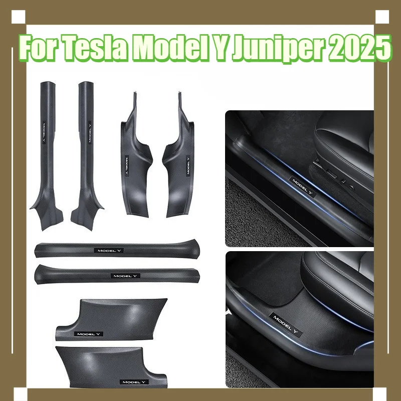 For Tesla Model Y Juniper 2026 ABS Front Rear Door Sill Protector Threshold Strip Anti-kick Guard Panel Waterproof Accessories