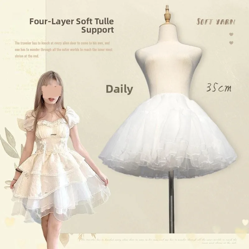 35cm Soft Tulle Petticoat Four Layers Princess Style Inner Skirt Cosplay Lolita Doll Dress Polyester Fiber Full Skirt