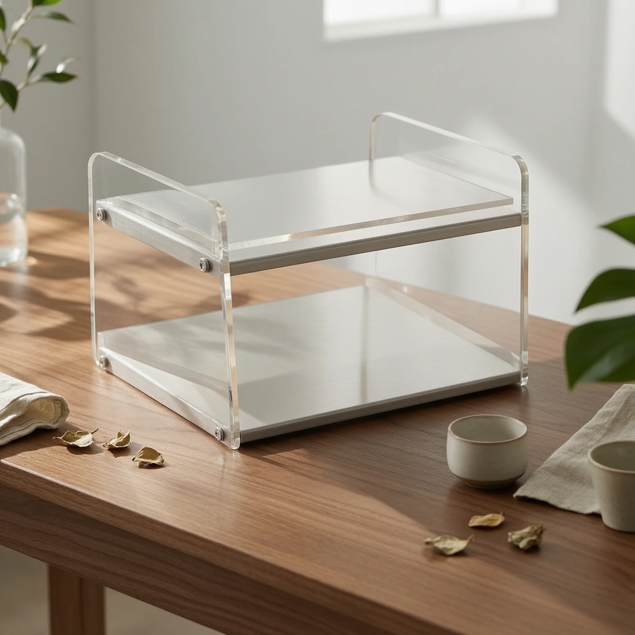 Mug Display Rack Compact Trapezoidal Desktop Rack Mug Display Stand Transparent Cup Holder Sturdy for Coffee Lovers