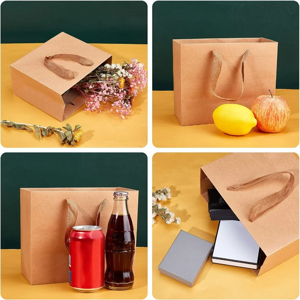 10 Pack Kraft Paper Shopping Bags 7 x 8.6 x 4.3