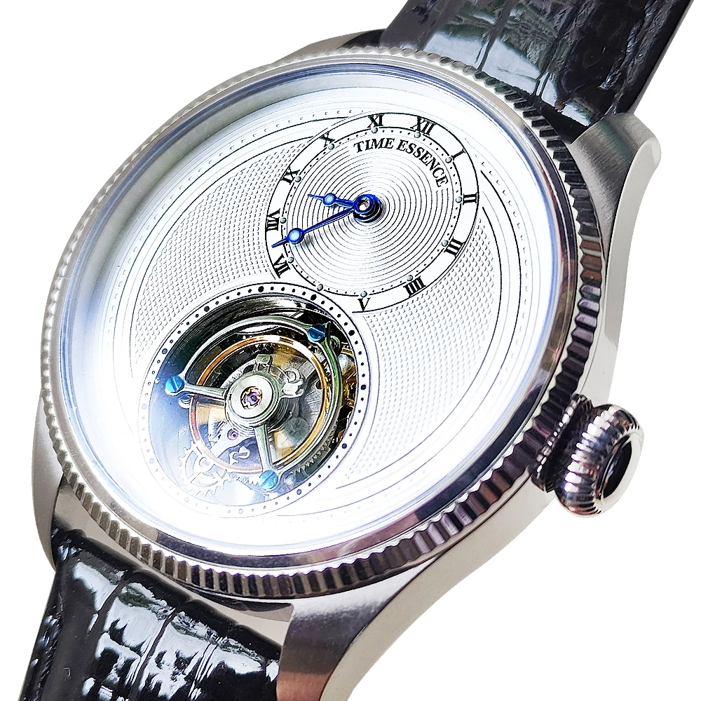 time essence tourbillon watch Classic styling leather strap sapphire glass hand winding Luminous 28800