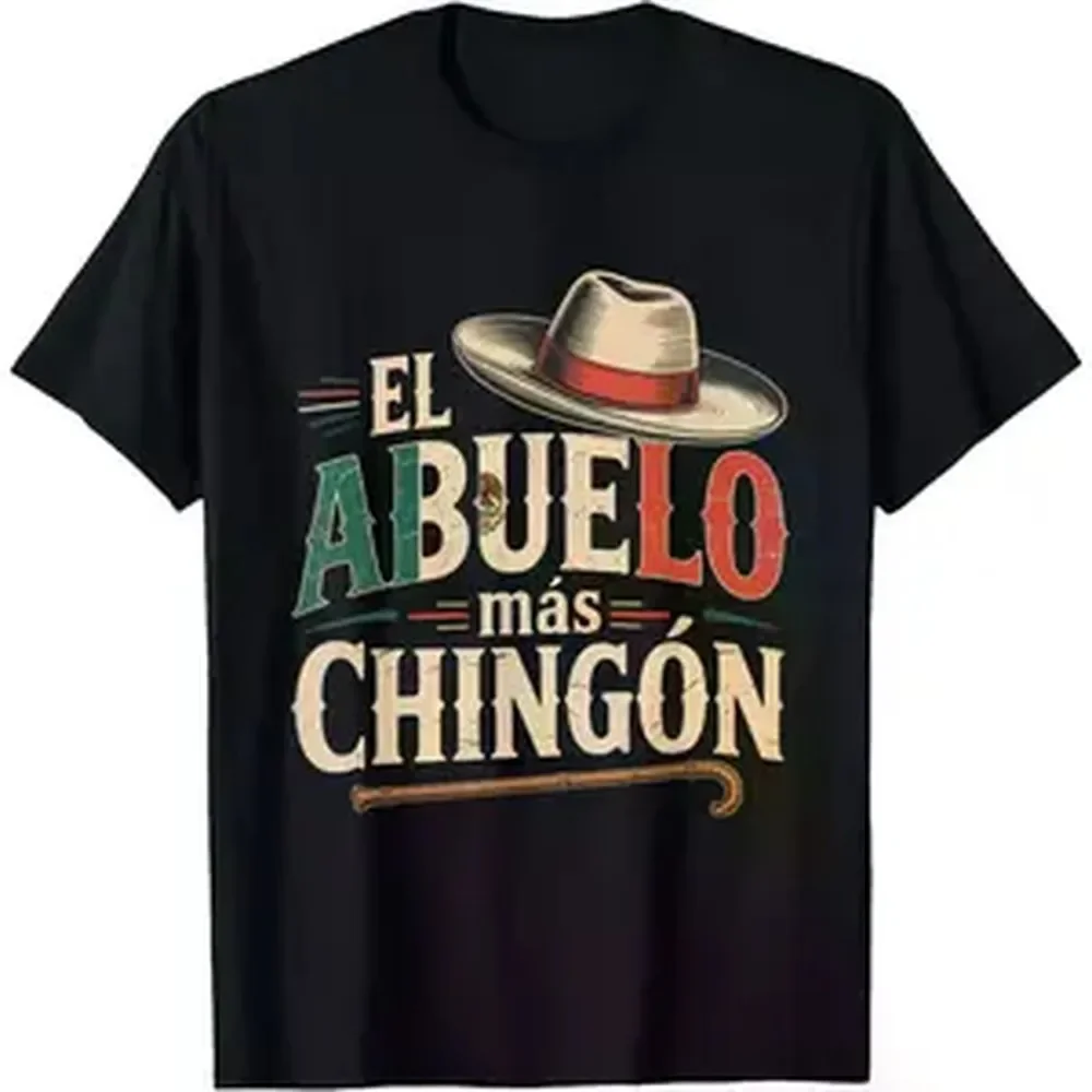 Streetwear Graphic Tee El Abuelo Mas Chingon Funny Best Mexican Dad T-Shirt Graphic Tees Casual Crewneck Shortsleeve Classic Black