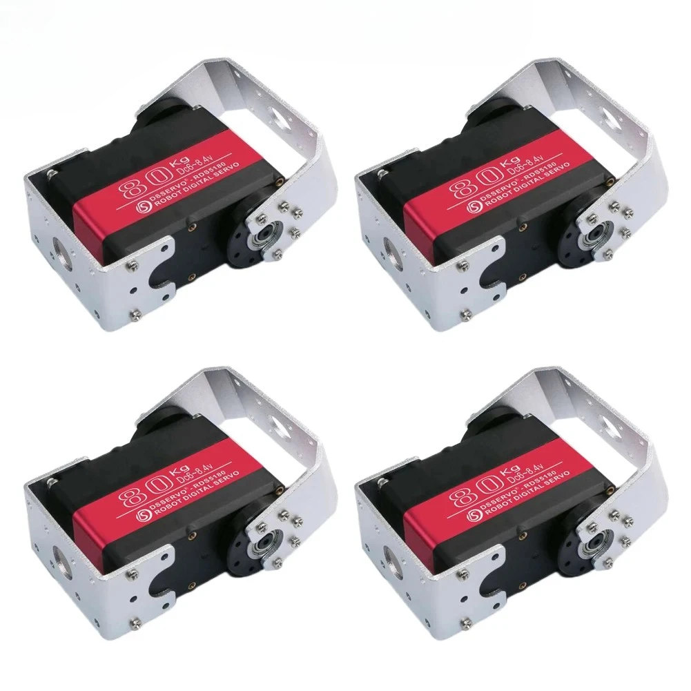 

4 Sets RDS5180 80KG Digital Metal Robotic Servo 180/ 270 Degree 7.4V Double-shaft IP66 RC Servo Motor for Robot Arm Cars Dsservo