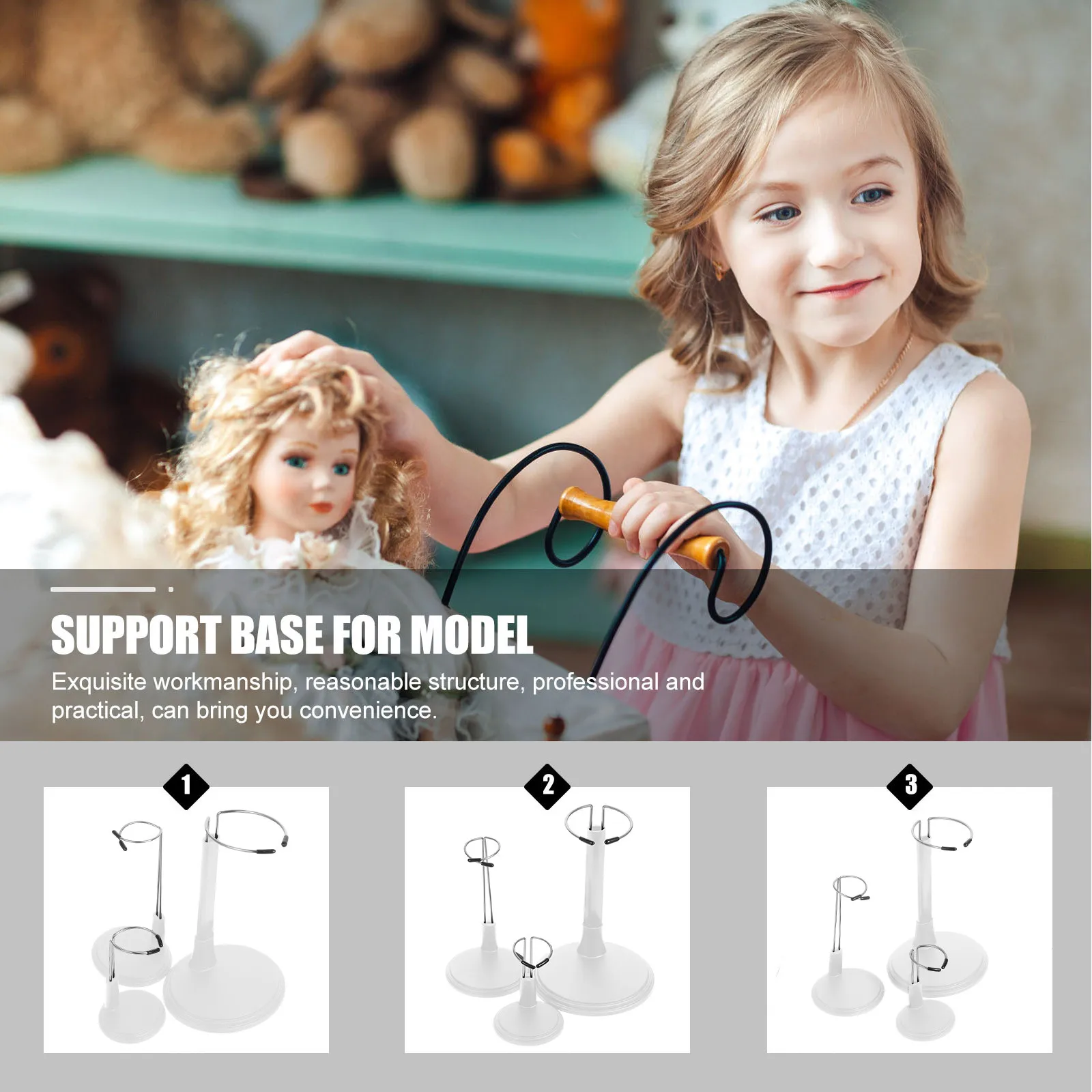 3Pcs Plaything Support Brackets Adjustable Stable Standing Rack Holder for Action Figures Display Showcase Storage Shelf