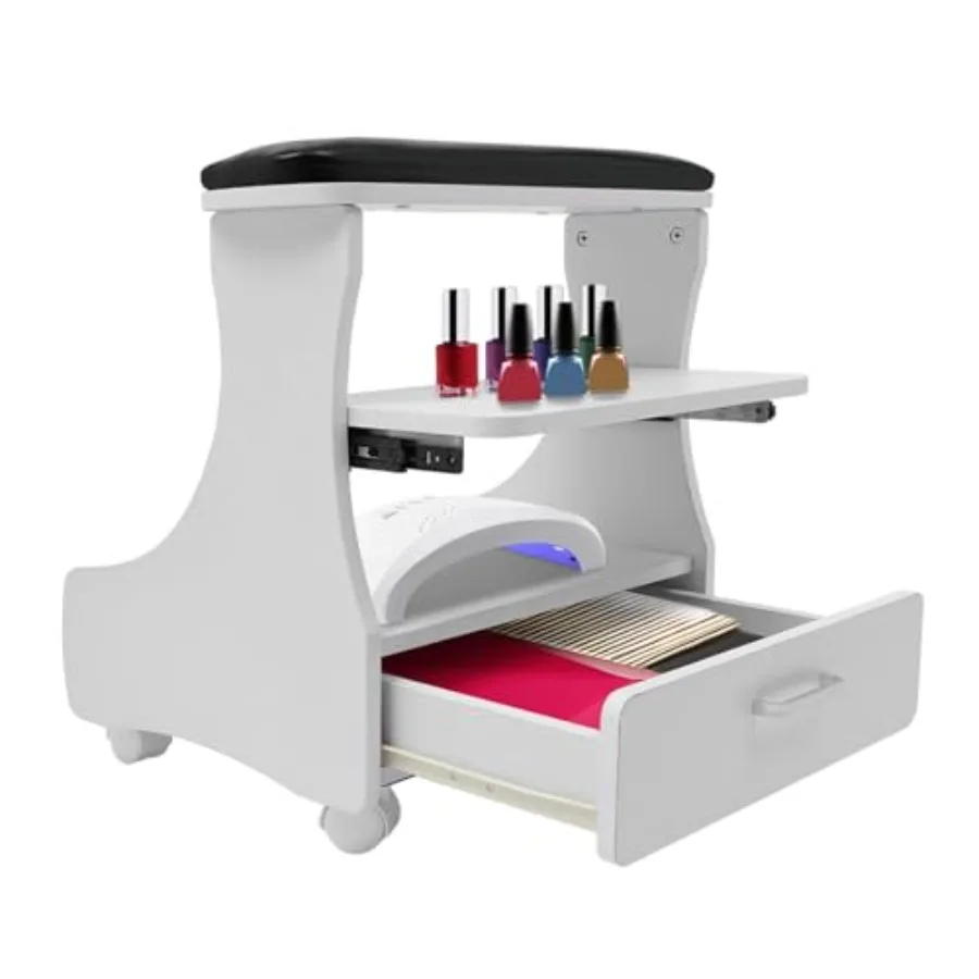 

Многофункциональная тележка-табурет для педикюра и маникюра с подставкой для ног, на колесиках, черная