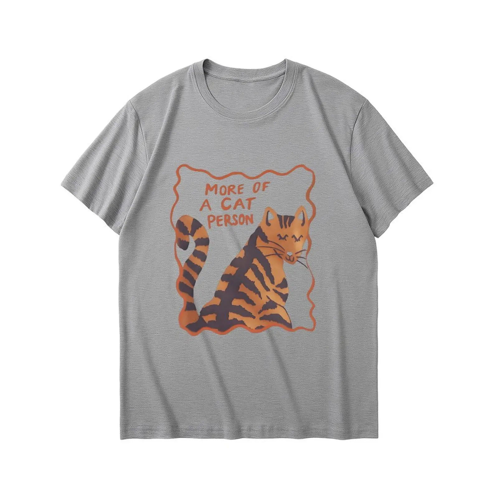 90s T Shirt Paris Women Cat Print T-shirt Short Sleeve Crew Neck Casual Top For Summer Spring Tops Korean Women's Clothing