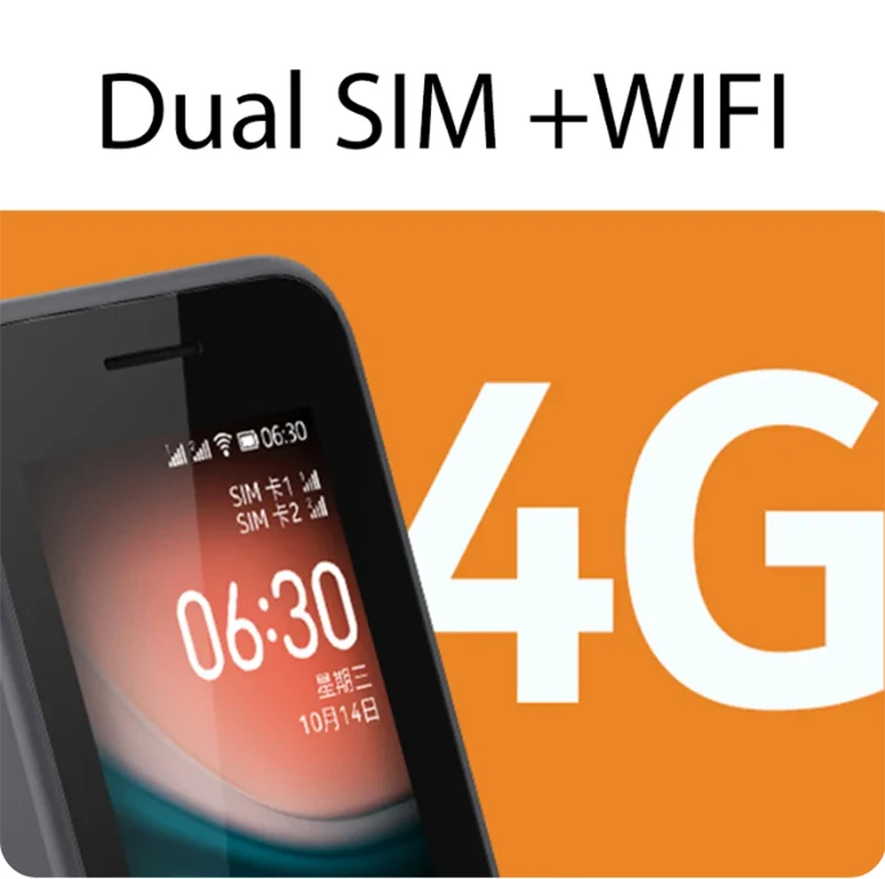 Telefone móvel 6300 4G fabricado na Finlândia, Dual SIM, KaiOS, Wi-Fi, multilíngue, tela de 2.4 polegadas, rádio FM, Bluetooth, telefone usado.