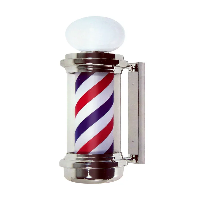 

55cm Barber Shop Pole Rotating Lighting Red White Blue Stripe Rotating Light Stripes Sign Hair Wall Hanging LED Downlights