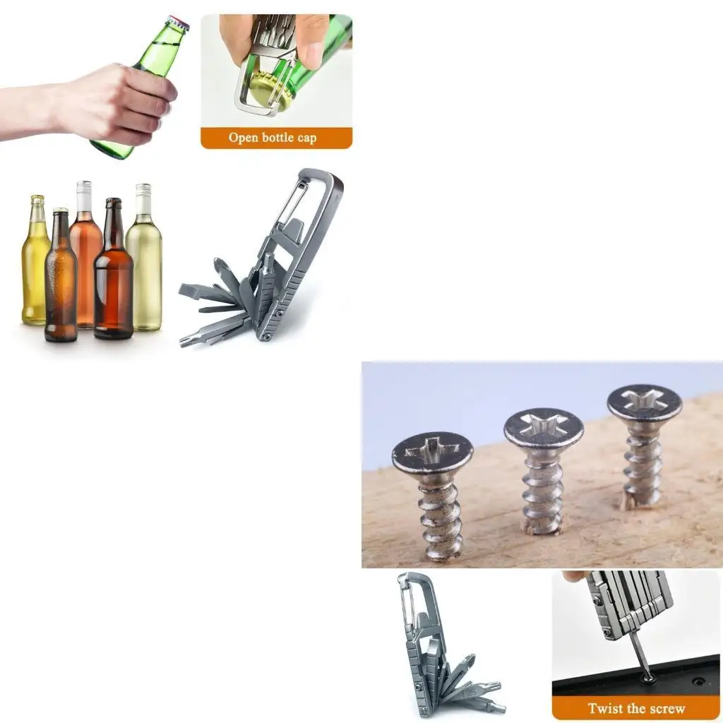 Keychain Multitool 13 in 1 Folding Multi Tool Stainless Steel Outdoor Screwdriver Bit For Outdoor Home Improvement L4MF