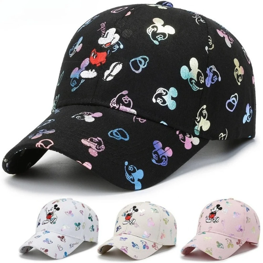 ديزني ميكي ماوس قبعة بيسبول النساء الرجال الكرتون طباعة قبعة الشمس موضة عادية قابل للتعديل في الهواء الطلق الصيف قبعة هدايا الأطفال