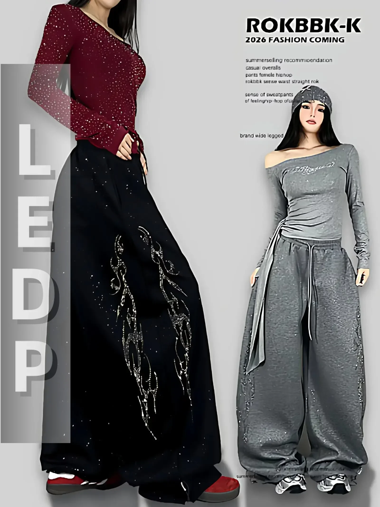 Pantaloni Sportivi Neri IMU Y2K Black Diamond Da Donna, Stile Harajuku, Streetwear, Joggers Larghi, Pantaloni A Gamba Larga Elasticizzati, Pantaloni Casual Oversize Hip Hop.-image