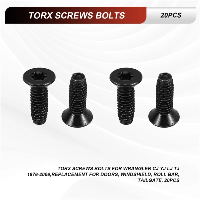 A45F-Torx Viti Bulloni Per Jeep Wrangler CJ YJ LJ TJ 1976-2006, Sostituzione Per Porte, Parabrezza, Roll Bar, Portellone Posteriore, 20 PZ