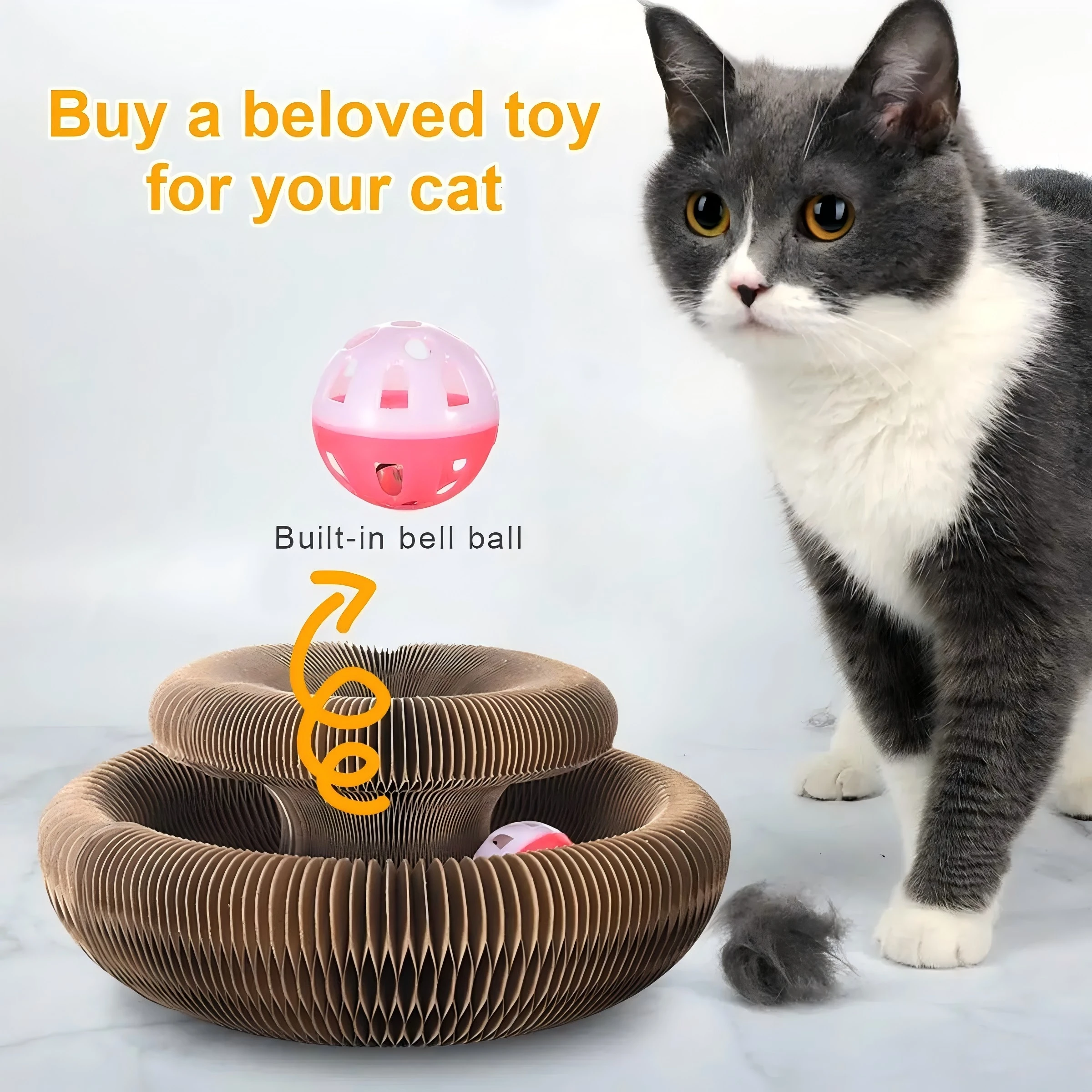 Katzenspielzeug, magisches Katzenkratzorgelbrett mit Ball, Katzen-Schleifklaue, Katzen-Klettergerüst, Kätzchen, rundes Kratzspielzeug für gewellte Katzen