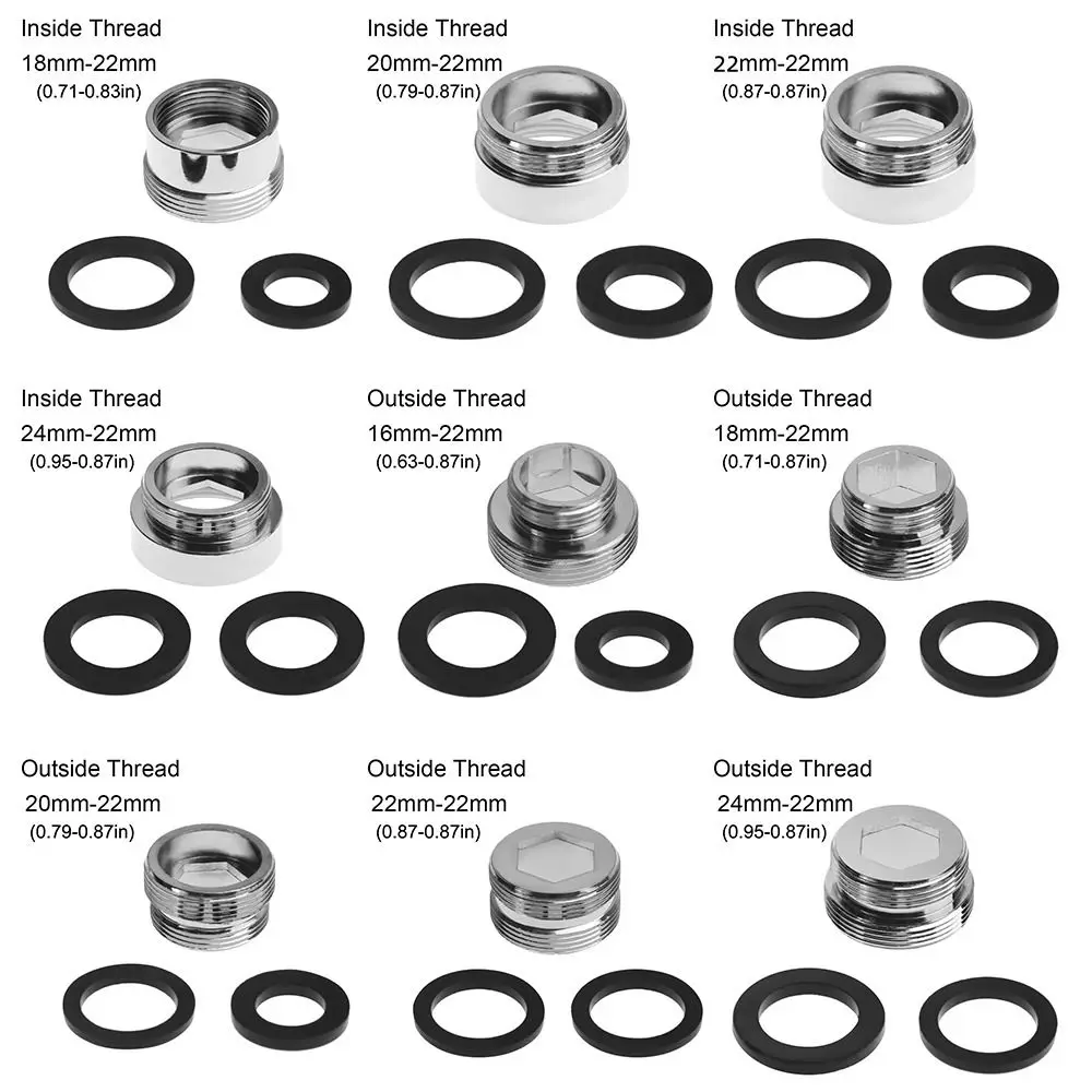 Zestaw adapterów do kranu kuchennego 18/20/22/24mm do 22mm z podkładką metalowy męski żeński kran oszczędzający złącze aeratora akcesoria łazienkowe