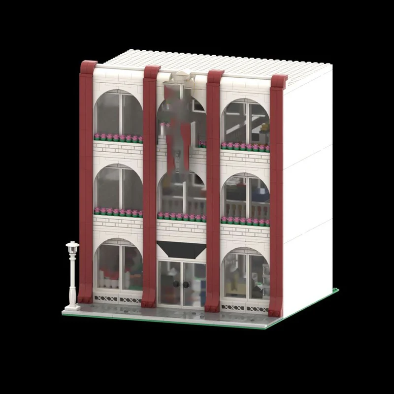 Cidade rua vista modelo moc tijolos de construção brinquedo loja arquitetura tecnologia modular crianças presentes do feriado montar brinquedos terno