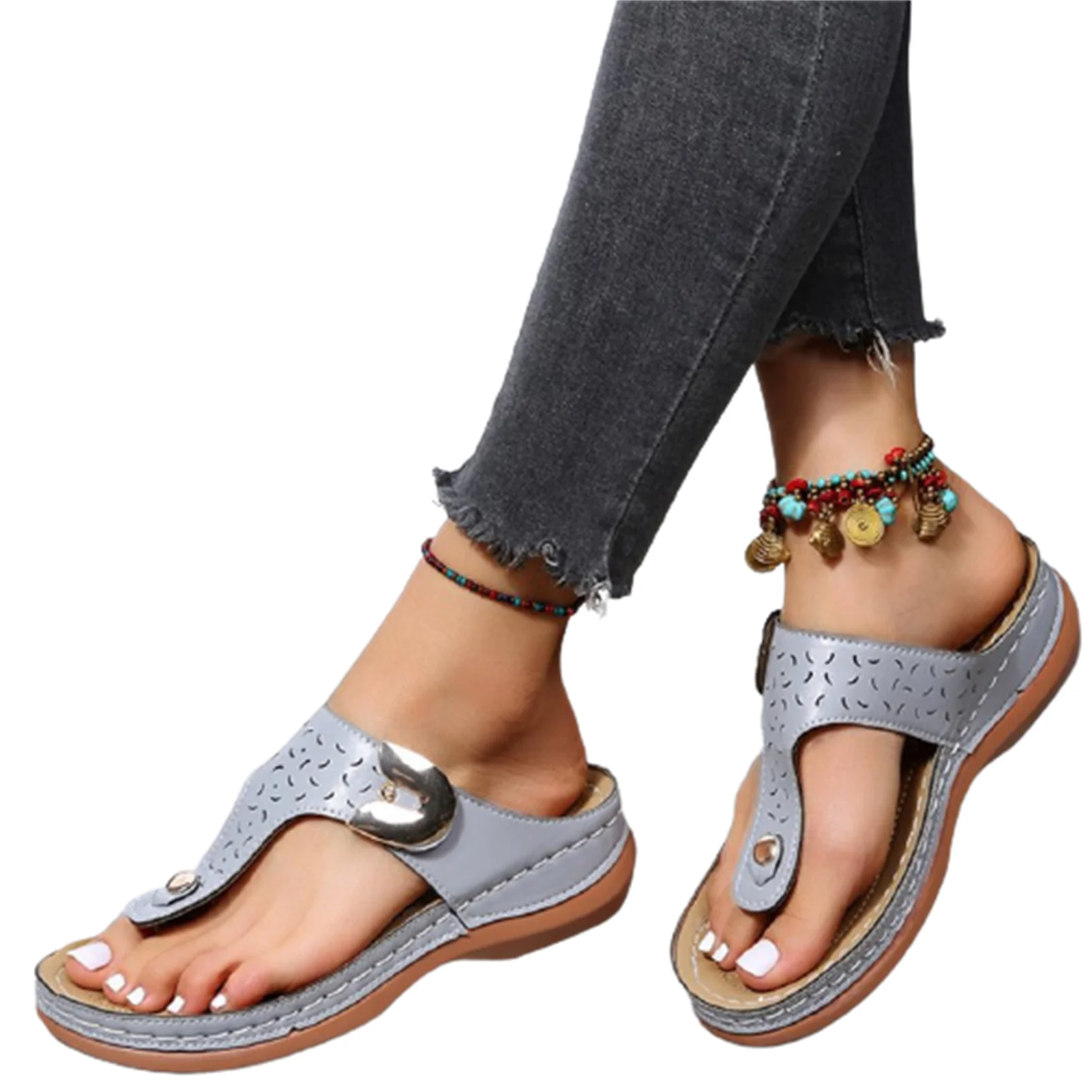 Women PU Leather Wedges Slippers PU Leather Wedges Slippers Suitable as a Gift for Female Friends