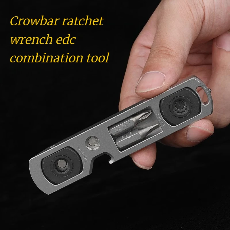 Titanium Alloy Multi-functional High Quality Crowbar Ratchet Wrench EDC Tool Screwdriver Emergency Manual Combination Tool