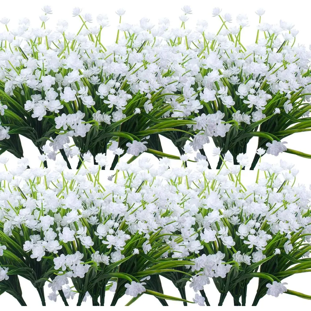 

Набор из 20 искусственных УФ-стойких кустов боксуса для декора сада, веранды, окна (белый)