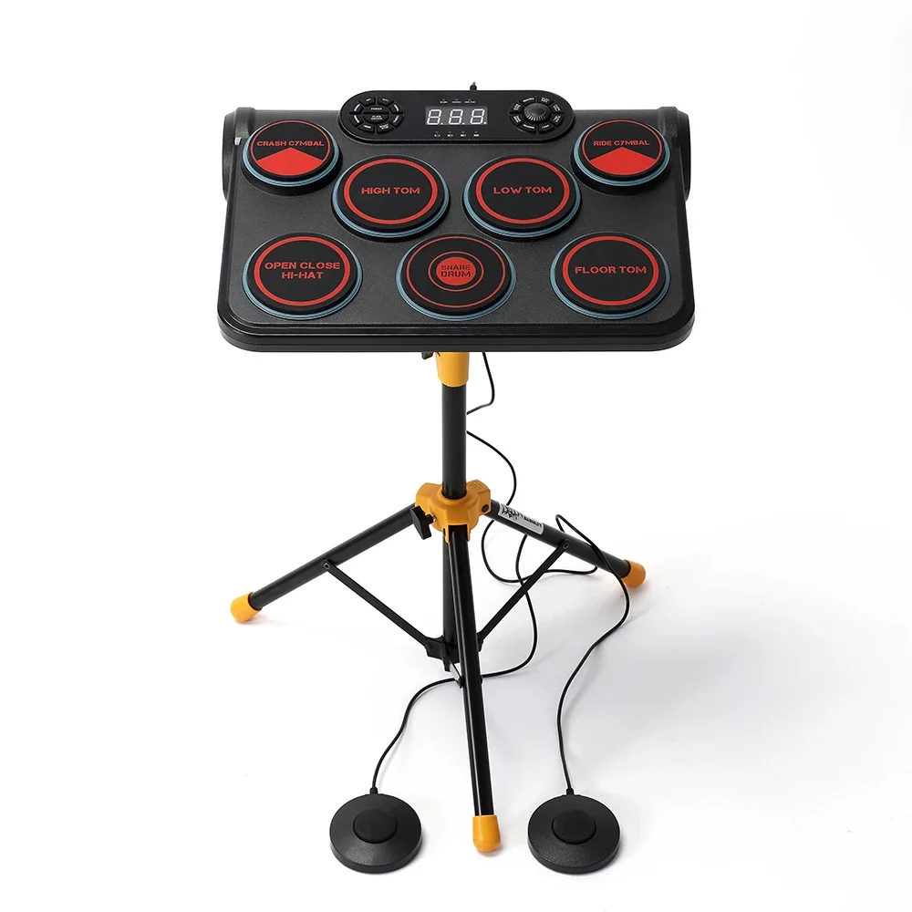

Miniature Professional Drum With Foot Pedals Power By Ac Adapter Or Battery Portable Electronic Drum Set