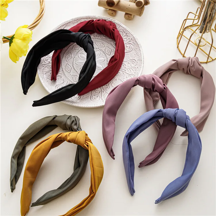 Wide Hair Clip Hair Band Japan and South Korea Middle Knotted Vintage French Head Band Increase Skull Top Hair Grotto Women's Se