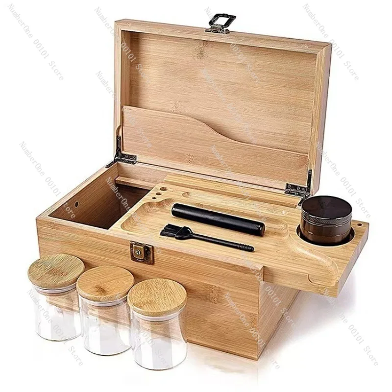 Wooden multi-purpose cigarette set storage box - tea storage box, tea set accessories finishing box