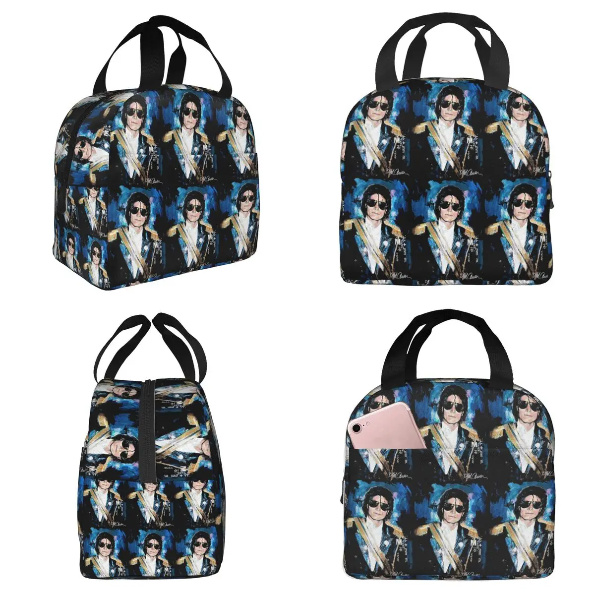 

Термосумка для обедов Michael 1984 Grammys Jackson Pop Art Portrait, изолированная, для детей, школьная, термосумка-холодильник для еды, сумка-тоут для ланч-боксов