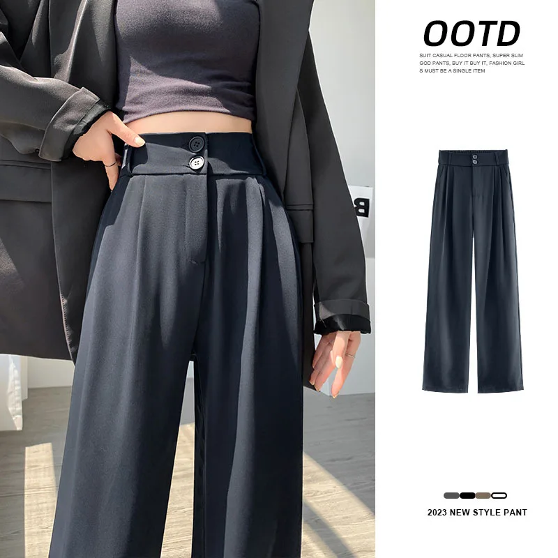 

Casual Loose Pockets Straight Female Trousers Casual High Waist Women Long Pants 2023 Streetwear Women