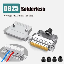 DB25 RS232 Serial Port Plug Solderless Connector Thin Soldering-free Small 25Pin Male Female Terminal Blocks with Metal Shell