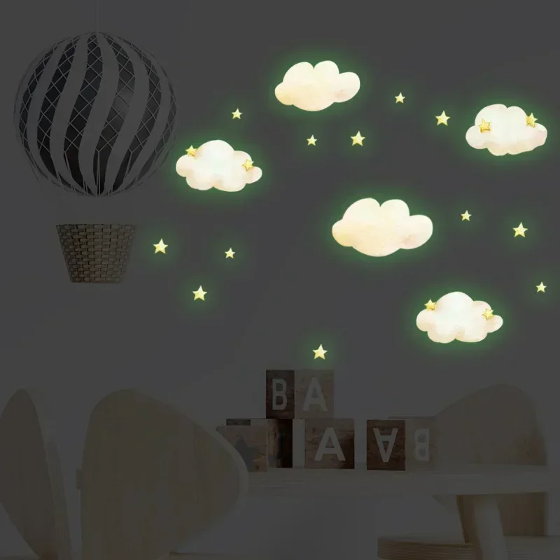 Cartoon Cloud Luminous Stickers Glow in The Dark Stars Wall Stickers for Kids Rooms Bedroom Ceiling Home Decoration Wall Decals