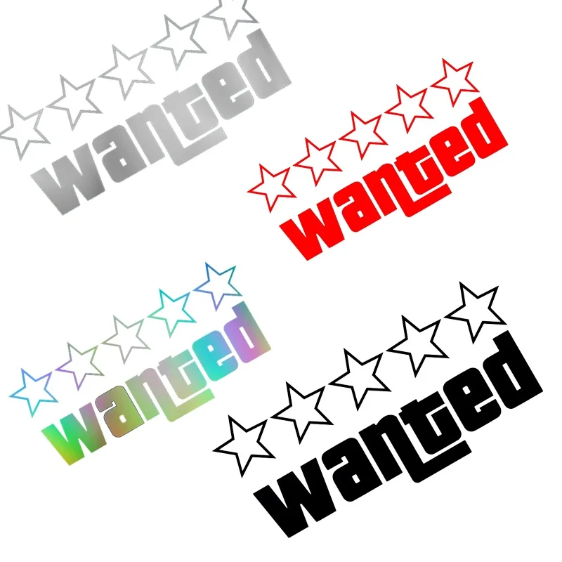Wanted-pegatinas divertidas láser para coche, película de vinilo para coche, calcomanías GTA para parachoques de coche, ventanas, motocicleta, portátil, paredes, accesorios para coche