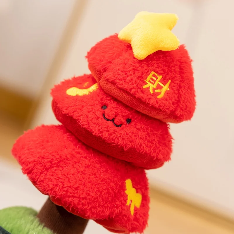 Albero di Natale impilabile in peluche da 30 cm con caratteri cinesi Fu, design soffice, morbido ornamento imbottito per la decorazione domestica, regalo del festival