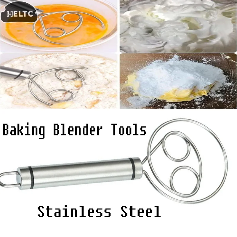 1PCS Stainless  Dough Whisk Bread Mixer Steel Cake Pastry Flours Dough Blenders With Hanging Hole Kitchen Baking Blender Tools