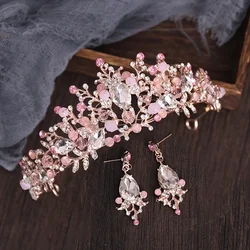 Handmade Crystal Rose Gold Crown And Tiara Queen Princess Taira Headpiece Diadem Wedding Hair Accessories Bridal Hair Jewelry