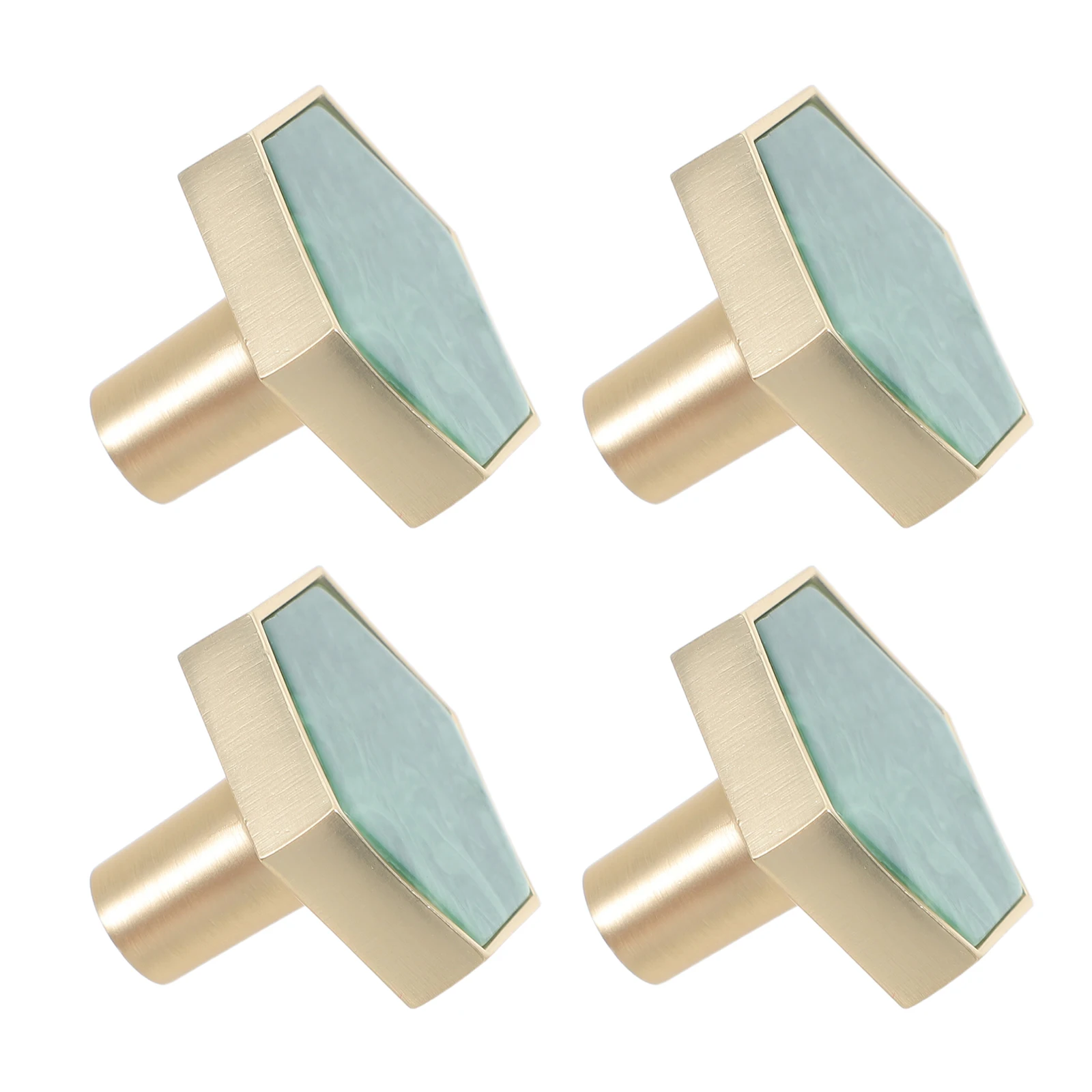 

4pcs Hexagon Brass Door Handles Zinc Alloy Single Hole Closet Furniture Drawer Knobs Cabinet Wardrobe Pulls Metal Hardware