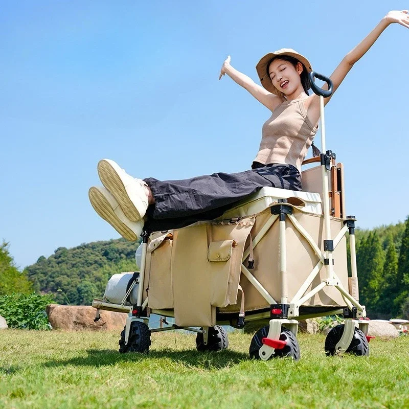 NEW Camper outdoor trolley gathering model can be driven later, children can lie down, camp car heightened double brake  wheels