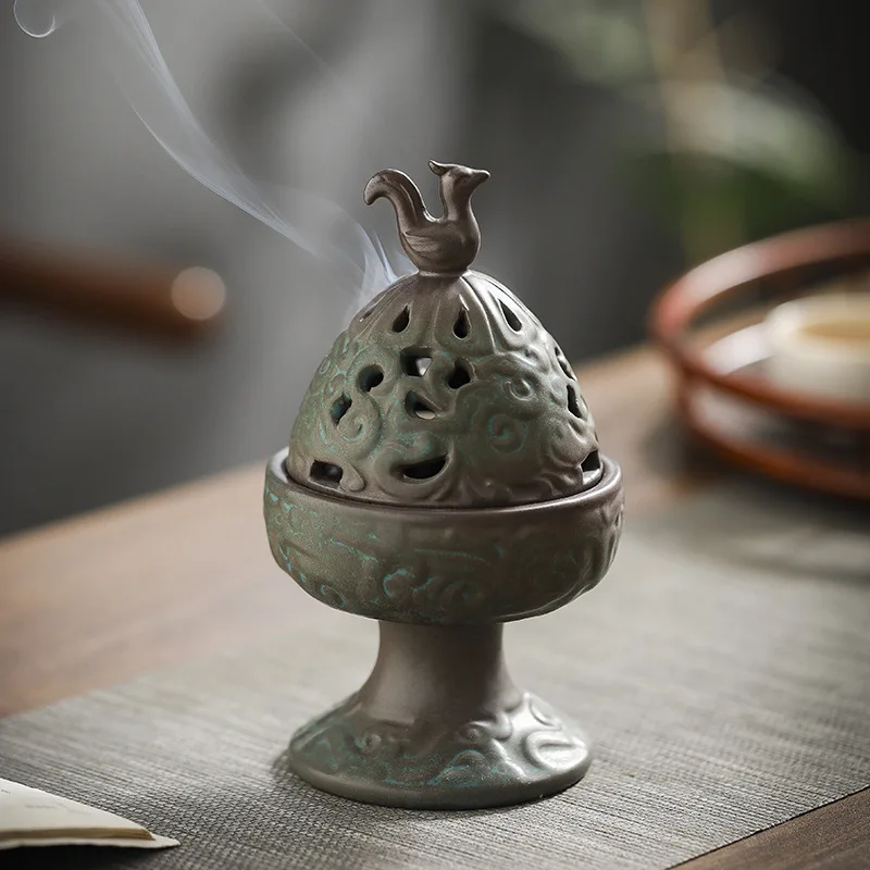 Chinese Style Incense Burner Household Living Room Tea House Indoor 4 Hours Pan Incense Ornament Ceramic Incense Burner Praying