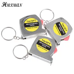 1pc 3.5 CM* 3.5 CM*1 CM Retractable Stainless Steel Pocket Measuring Ruler Tape Measure Keychain