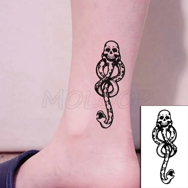 Tattoo Sticker Body Art Black White Drawing Little Element Snake Rose Flower Water Transfer Temporary Fake Tatto Flash Stickers