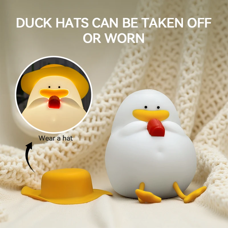 Luz nocturna Happy Duck, lámpara de noche con control táctil, recargable con sincronización, ideal para decoración del hogar y regalos