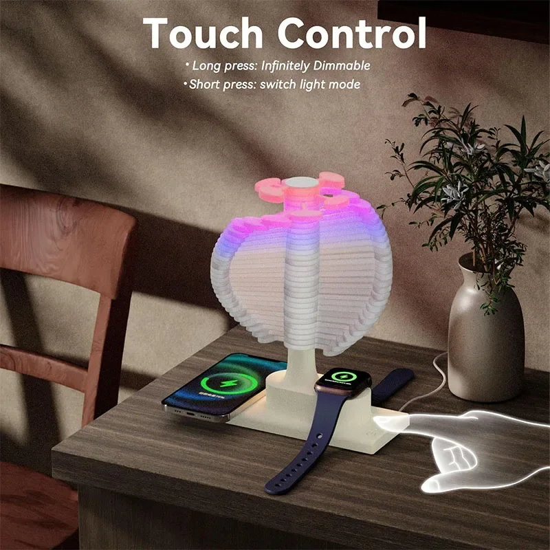 Watch Headphones Mobile Phone Wireless Fast Charging Night Light Business Gift Charging Atmosphere Decorative Desk Lamp Dimmable