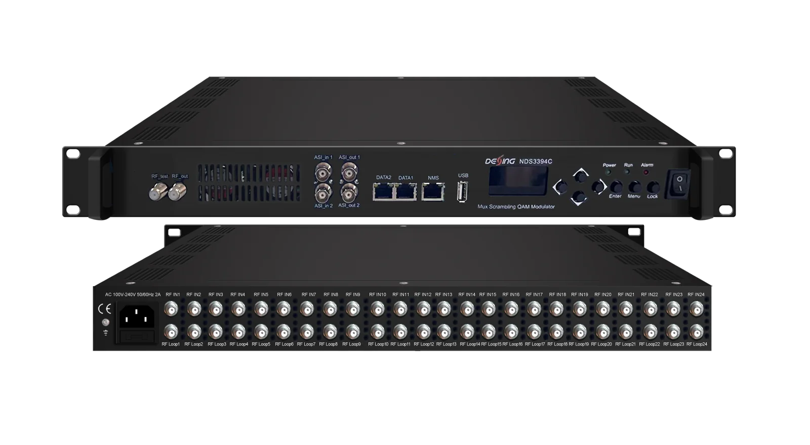 QAM変調器 128 IP入力 2 ASI入力 ポート16または24 in 1 Mux スクランブリング変調器