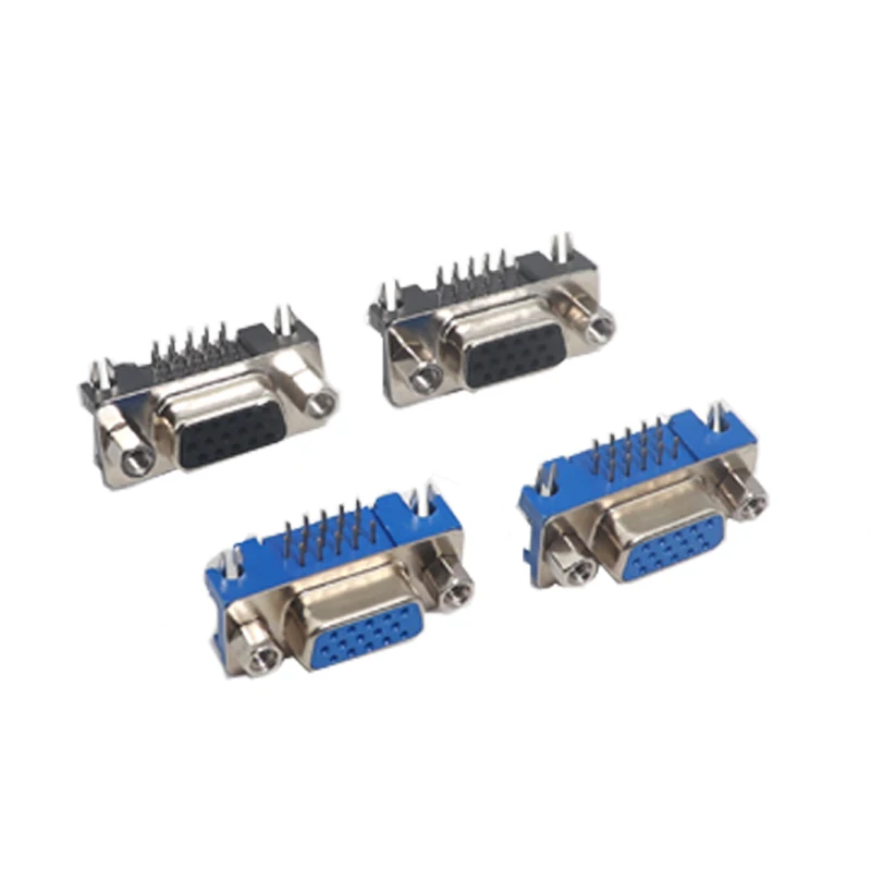 【30-5PCS】DB15 DR15 3 filas puerto paralelo 15 Pin D Sub hembra macho 15 vías PCB conector de 90 grados DB15 enchufe adaptador VGA