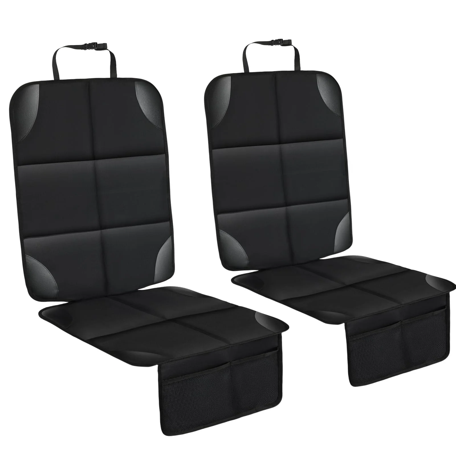 Universal Non-Slip Bottom Car Seat Protector 2 Mesh Pocket 600D Auto Carseat Protector for Travel Vehicles Baby Pets