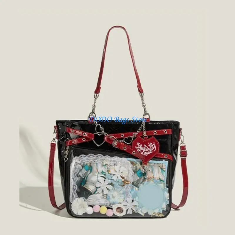 حقيبة كتف على شكل سلسلة قلب وحقيبة ثقافة الرسوم المتحركة اليابانية مع حزام قابل للتعديل للديكور الفريد والاستخدام اليومي #5