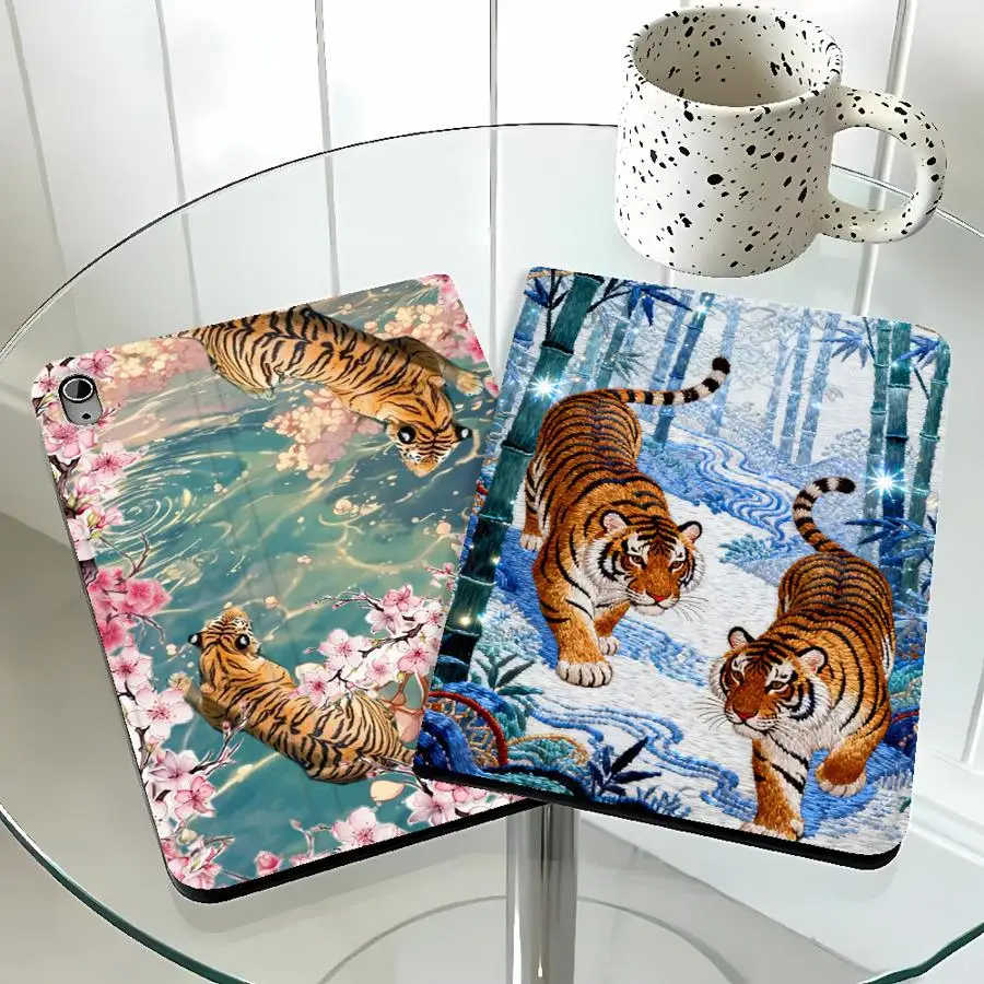 Sakura Tiger Waterscape Case for Samsung Galaxy Tab A7 Lite S10 Plus S9+ S10 Lite S10FE A9Plus S9 FE A8 A11 S7 S8+ S11 With