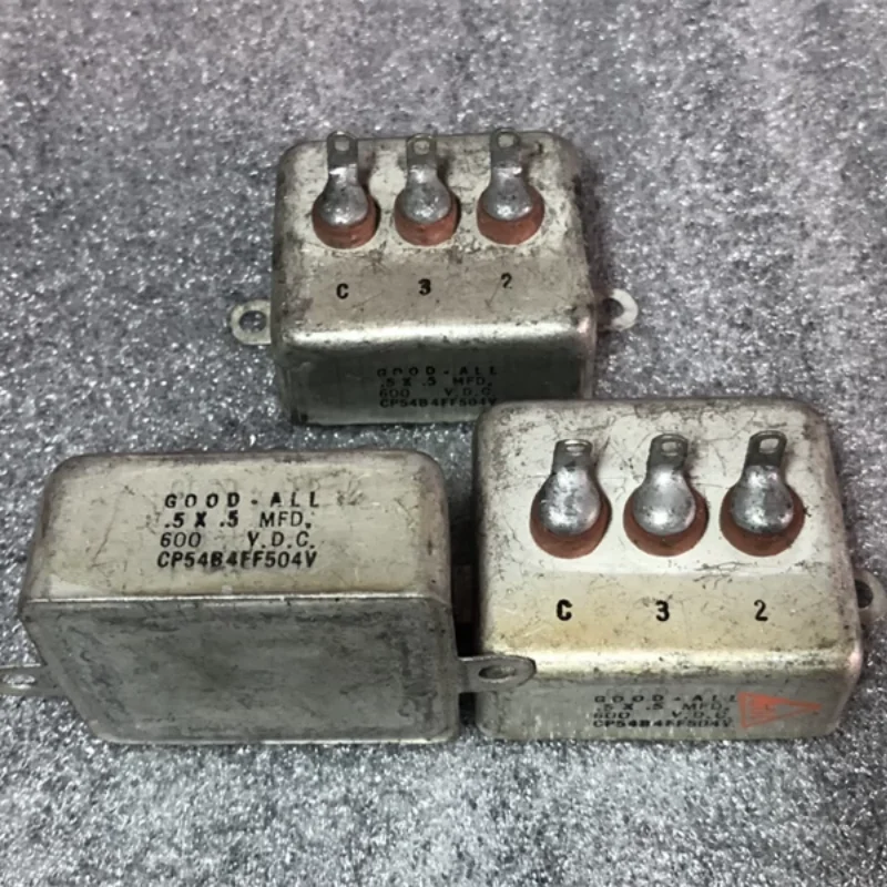 Antique American GOOD-ALL 0.5UF * 0.5UF 600V Copper Shell Double Gall Machine Coupled Oil Immersed Capacitor