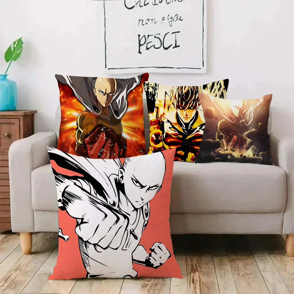 One Punch Man Saitama Anime Pillow Covers Cartoon Sofa Decorative Home Double-sided Printing Short Plush Cute Cushion Cover