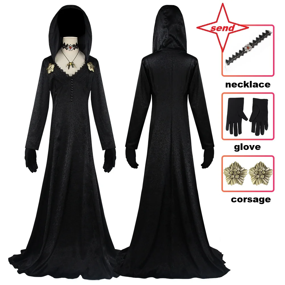 Zombie Crisis Village Moth Girl/Dimitrescu Long Dress Halloween Party Stage Play Cosplay Costume
