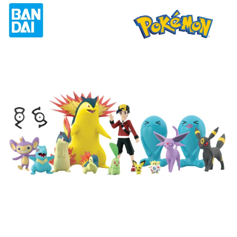 Bandai Original Scale World POKEMON Johto Region Gold Typhlosion Wobbuffet Totodile Togepi Pichu Anime Figure Toys for Kids Gift